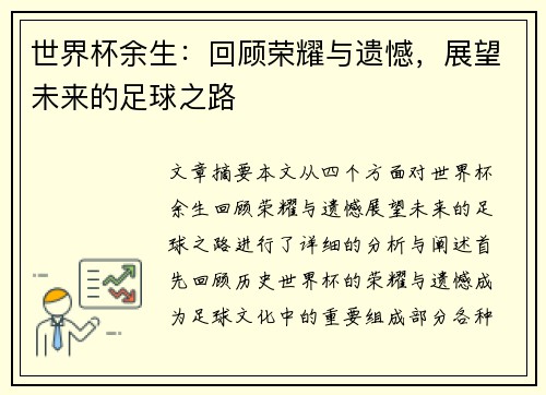 世界杯余生：回顾荣耀与遗憾，展望未来的足球之路